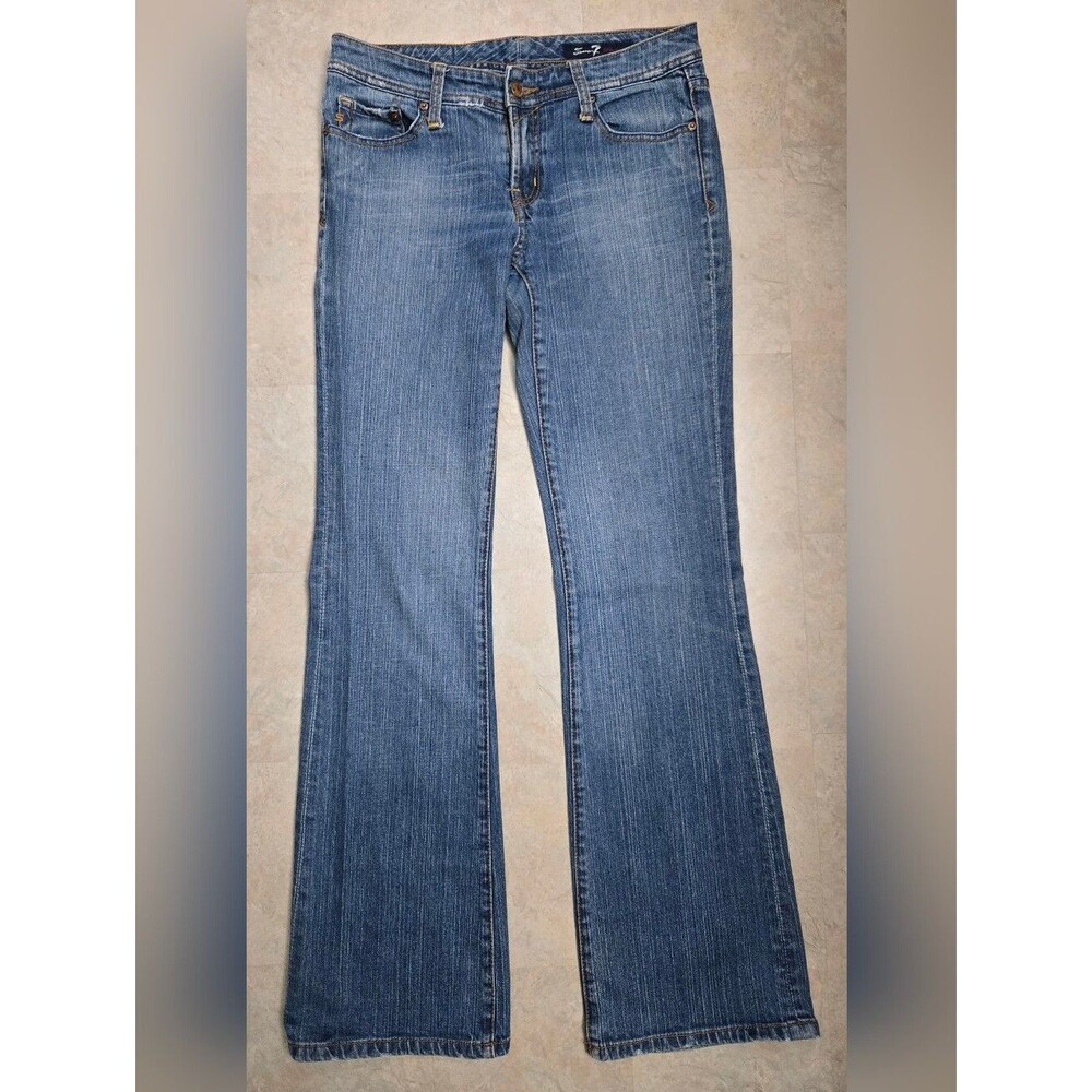 Seven7 Vintage Premium Flare Pink Stiched Pocket Denim Jeans Y2K Size 30